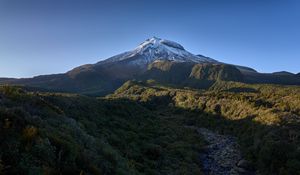Preview wallpaper mountain, peak, snow, greenery, landscape