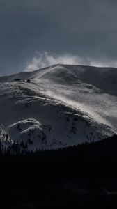 Preview wallpaper mountain, peak, snow, clouds, dark