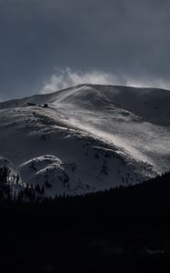 Preview wallpaper mountain, peak, snow, clouds, dark