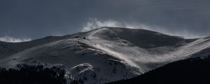 Preview wallpaper mountain, peak, snow, clouds, dark