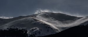 Preview wallpaper mountain, peak, snow, clouds, dark