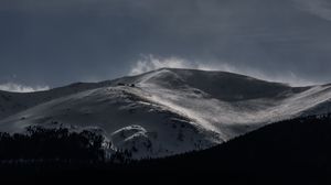 Preview wallpaper mountain, peak, snow, clouds, dark