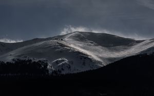 Preview wallpaper mountain, peak, snow, clouds, dark