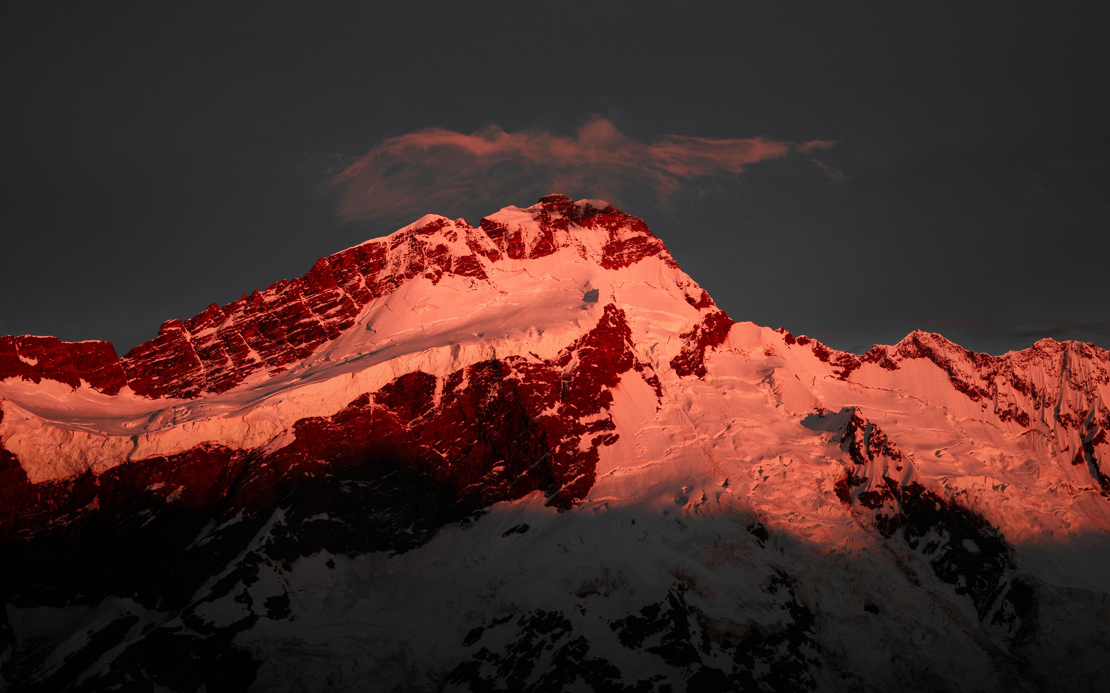 Download wallpaper 3840x2400 mountain, peak, snowy, new zealand 4k