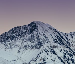 Preview wallpaper mountain, peak, snowy, snow, twilight