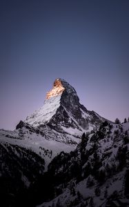 Preview wallpaper mountain, peak, snowy, zermatt, switzerland