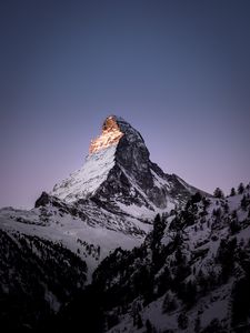 Preview wallpaper mountain, peak, snowy, zermatt, switzerland