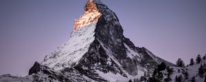 Preview wallpaper mountain, peak, snowy, zermatt, switzerland