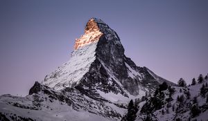 Preview wallpaper mountain, peak, snowy, zermatt, switzerland