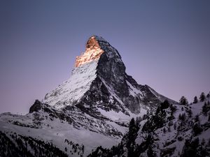 Preview wallpaper mountain, peak, snowy, zermatt, switzerland