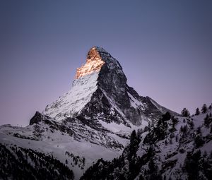 Preview wallpaper mountain, peak, snowy, zermatt, switzerland