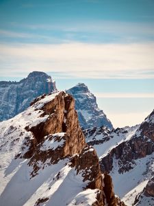 Preview wallpaper mountain, peak, snowy, snow, sky