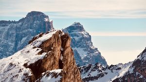 Preview wallpaper mountain, peak, snowy, snow, sky