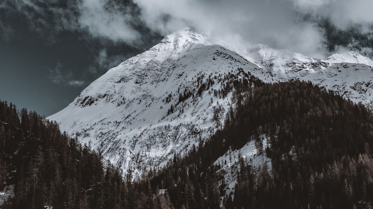 Wallpaper mountain, peak, snowy, clouds, italy
