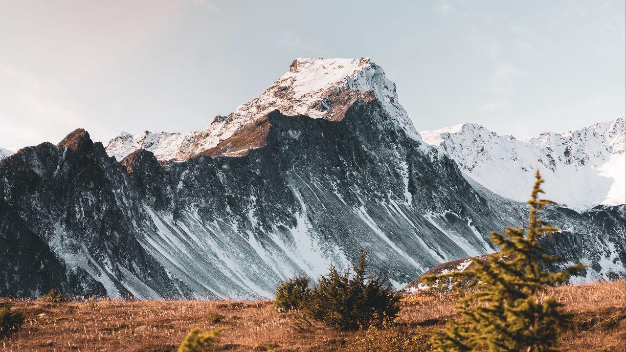 Wallpaper mountain, peak, snowy, mountain range, landscape