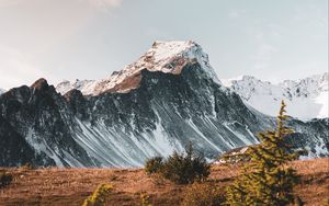 Preview wallpaper mountain, peak, snowy, mountain range, landscape