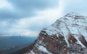 Preview wallpaper mountain, peak, snowy, river, landscape