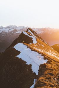 Preview wallpaper mountain, peak, snowy, sunlight, landscape