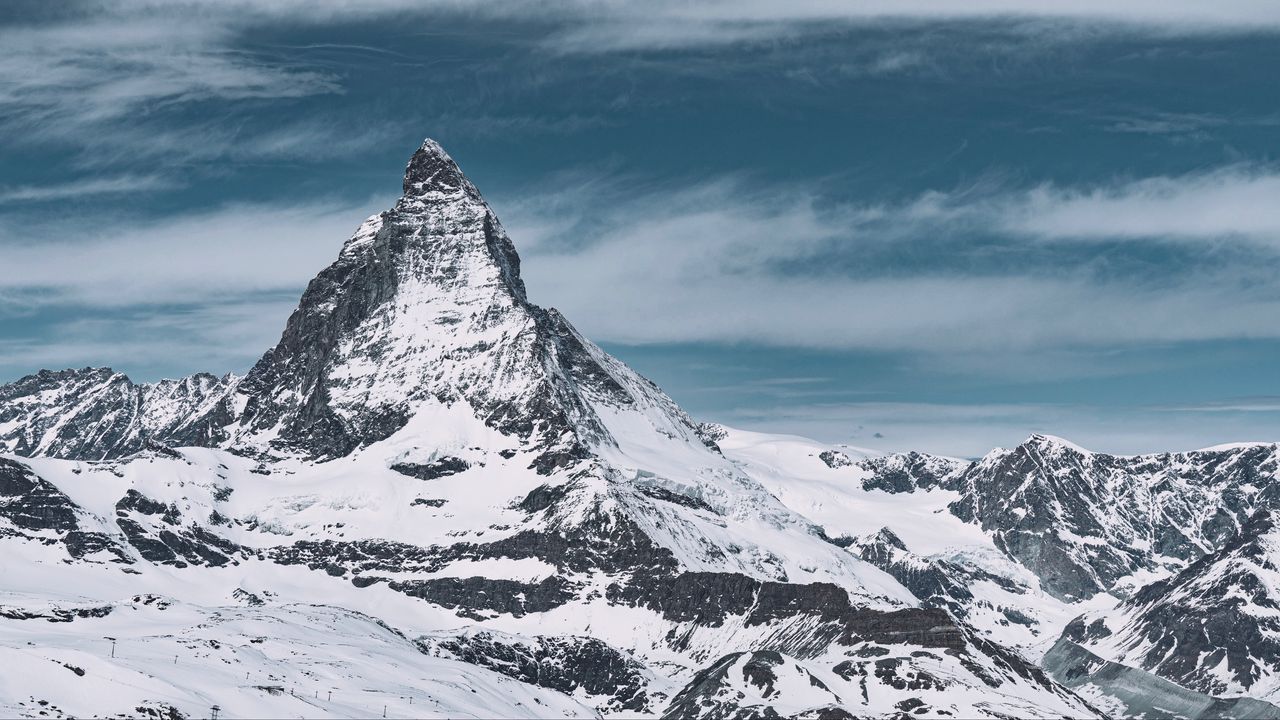 Wallpaper mountain, peak, snowy, mountain range, landscape