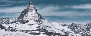 Preview wallpaper mountain, peak, snowy, mountain range, landscape