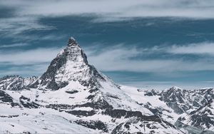 Preview wallpaper mountain, peak, snowy, mountain range, landscape