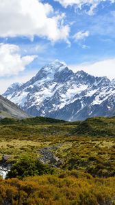Preview wallpaper mountain, peak, snowy, valley, landscape