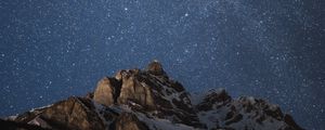 Preview wallpaper mountain, peak, starry sky, night, dark