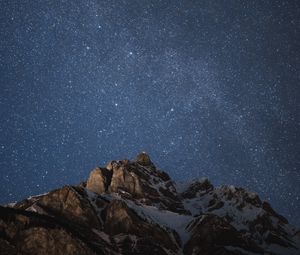 Preview wallpaper mountain, peak, starry sky, night, dark