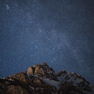 Preview wallpaper mountain, peak, starry sky, night, dark