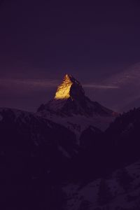 Preview wallpaper mountain, peak, sunset, twilight, dark, sky
