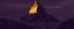 Preview wallpaper mountain, peak, sunset, twilight, dark, sky