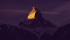 Preview wallpaper mountain, peak, sunset, twilight, dark, sky