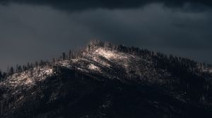 Preview wallpaper mountain, peak, trees, darkness, dark