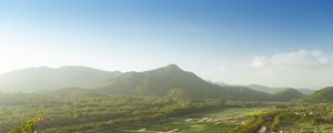 Preview wallpaper mountain, peak, trees, plantations