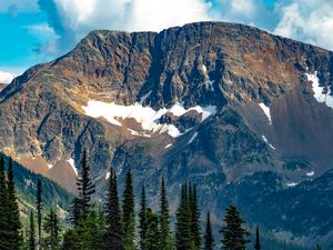 Preview wallpaper mountain, peak, trees, landscape