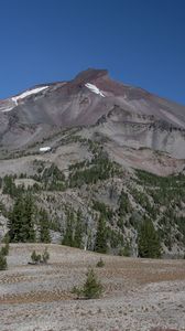 Preview wallpaper mountain, peak, trees, nature, landscape