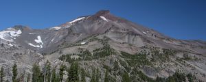 Preview wallpaper mountain, peak, trees, nature, landscape