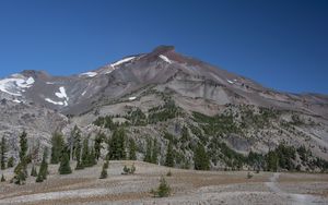 Preview wallpaper mountain, peak, trees, nature, landscape