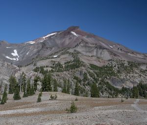 Preview wallpaper mountain, peak, trees, nature, landscape