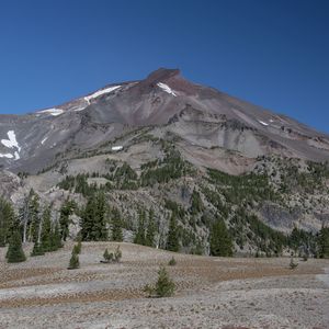 Preview wallpaper mountain, peak, trees, nature, landscape