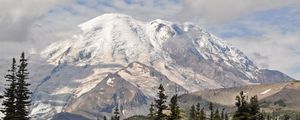 Preview wallpaper mountain, peak, trees, landscape, nature