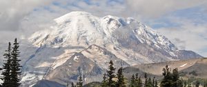 Preview wallpaper mountain, peak, trees, landscape, nature