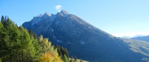 Preview wallpaper mountain, peak, trees, nature, landscape, view