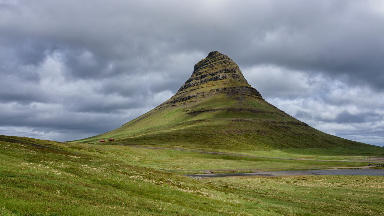 Wallpaper mountain, peak, valley, clouds, landscape