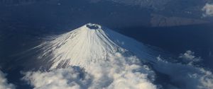 Preview wallpaper mountain, peak, volcano, clouds, aerial view, nature