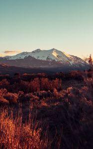 Preview wallpaper mountain, peaks, grass, sky