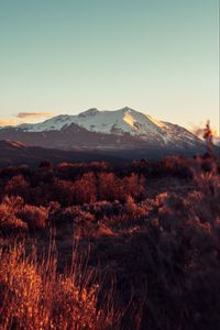 Preview wallpaper mountain, peaks, grass, sky