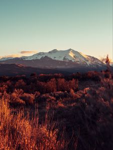 Preview wallpaper mountain, peaks, grass, sky