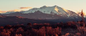 Preview wallpaper mountain, peaks, grass, sky