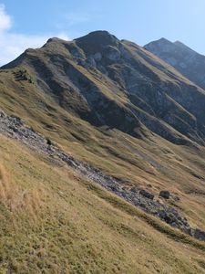 Preview wallpaper mountain, peaks, slope, grass, landscape